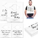 Hicarer 200 Pcs Disposable Adult Bibs with Crumb Catcher Waterproof Disposable Bibs White Large Plastic Bibs with Funny Text Dining Clothing Protectors for Elderly Women Men Eating Food, 19.7 x 15.7''