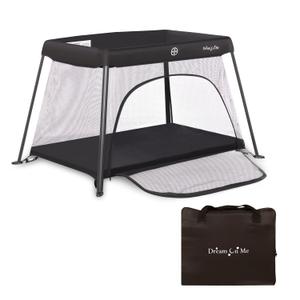 Dream On Me Travel Light Baby Playard with Zipper Access Door, Breathable Mesh Sides with Soft Comfortable Mattress, Easy Fold Design with Travel Carry Bag, Compact Space Saving Design - Black