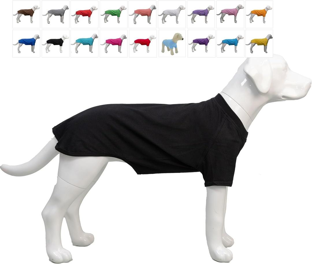Lovelonglong Pet Clothing Dog Costumes Basic Blank T-Shirt Tee Shirts for Medium Large Dogs Black, Size L