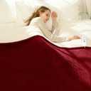 Electric Heated Blanket Twin 62" x 84" - Soft Cozy Flannel Sherpa Electric Blanket with 5 Heating Levels & 10 Hours Auto Off, Heated Lap Blanket for Office and ETL Certified (Red)