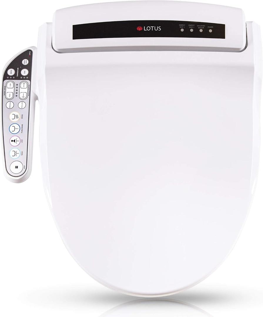 Lotus Bidet ATS-908 Round, Purestream Function(Constipation Relief) Heated Seat, Temperature Controlled Wash, Warm Air Dryer, Easy DIY Installation, Made in Korea