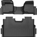 Floor Mats Fit for Ford F250 F350 F450 2017-2025 2026 Super Duty Crew Cab Front Bench Seat | Rear w/o Under-seat fold-Flat Storage Carpet Floor Super Duty All Weather Protector TPE Car Floor Liner