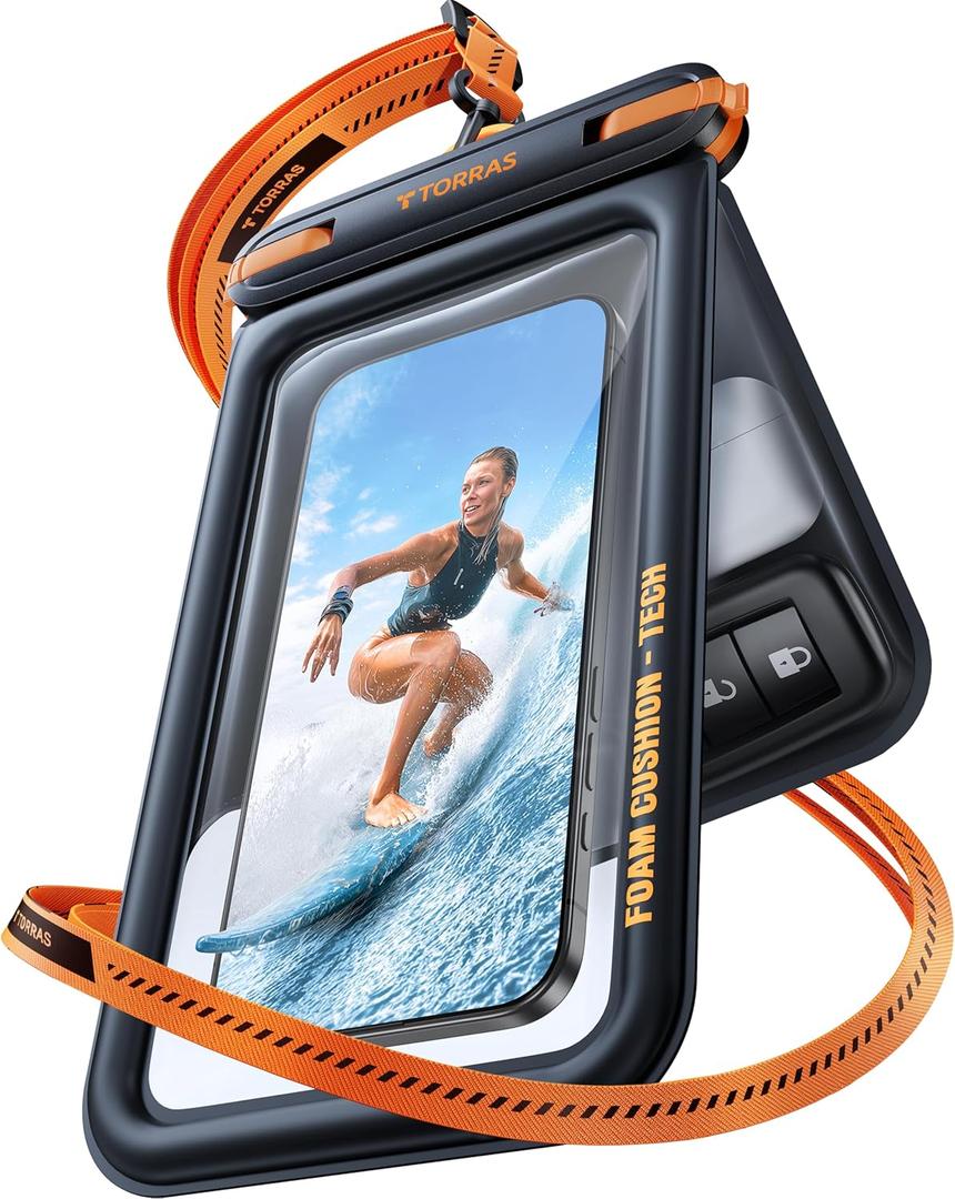 TORRAS IP68 Waterproof Phone Pouch Double Space, Floating Waterproof Phone Case with Lanyard for iPhone 16 Pro Max 15 14 13 S25 S24, Phone Dry Bag Vacation Cruise Ship Travel Essentials 7.0'', Black