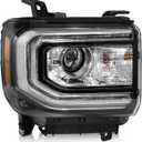 Xenon Headlight Assembly Compatible with GMC Sierra 1500 2016-2018 Headlamp, HID Projector Headlight with LED DRL Replacement for GM2503453 84046791 84568273, w/o D5S Bulb, Right Passenger Side