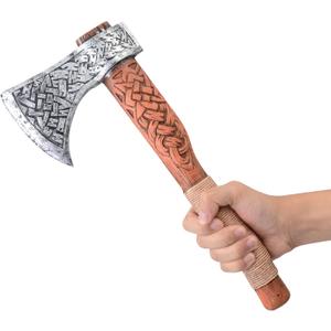 LarpGears Foam Viking Fake Axe for Halloween Costume Cosplay and Battle Game Classical Color 14 inches