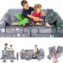 13 PCS Kids Play Couch, Modular Glowing Kids Toddler Couches, Kid Play Couch Sofa for Playroom and Bedroom (Grey)