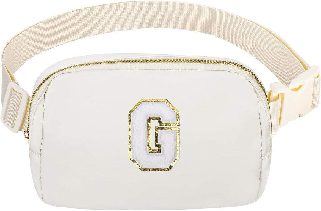 Birthday Gifts Christmas Personalized Gift for 4 5 6 7 8 9 10 11 12 13 14 Year old Girls Teen Sister Kid Initial Letter Fanny Pack Trendy Stuff Crossbody Bag White Letter G