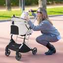 T4 Pet Stroller for Small Medium Dogs, Cat Strollers for 2 Cats, 4 Wheels Folding Pet Stroller for Cats with Pad, Canopy and Cup Holder, Beige