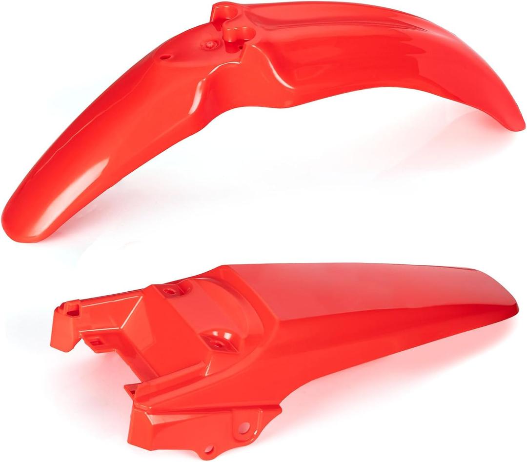 Front + Rear Plastic Mud Guards Red for Honda CRF 80 100 CRF80F CRF100F 2004 2005 2006 2007 2008