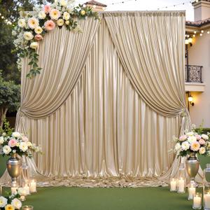 10x10 ft Champagne Sequin Backdrop Curtain Panels for Parties, Wrinkle Free Glitter Photo Backdrop Drapes 2 Panels 5x10FT Shimmer Back Drop Cloth for Wedding Birthday Christmas Photography Background