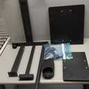 Panta Height Adjustable Rolling Laptop Stand, Overbed Table with 2 Tilting Desktops, Mobile Laptop Table for Couch with Cup Holder, Mobile Computer Workstation for Office, Home and Hospital (Black)