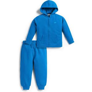 Monica + Andy Kids' Organic Sporty Sweatsuit (4T, Bright Blue)