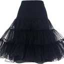 DRESSTELLS 50s Petticoat Skirts Women Vintage Tulle Underskirt Retro Tutu Crinoline (Black, Large)