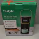 Tastyle Single Serve One Cup Coffee Maker, for K Cups and Grounds, Mini Coffee Maker with Portable Handle, 6 to 12 Oz Brew Size, for Travel, Camping, Office, RV and Dorm, 120V, Black and Gold