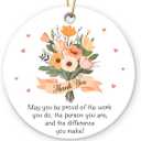 4 x Retirement Gifts for Woman - 2025 Thank You Ornament, Inspirational Hanging Decor, Ceramic Ornaments for Christmas Decorations, Thoughtful Appreciation Gifts for Coworkers, Friends, Teachers