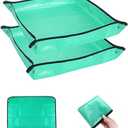 BIUWING 2PCS 26.8" x 26.8" Plant Repotting Mat Waterproof Transplanting Mat Indoor Succulent Potting Mat Portable Gardening Soil Changing and Watering mat Square and Foldable Garden mat (Green)