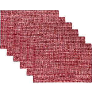 Placemats Set of 4-100% Cotton Two-Tone Rectangle Placemat for Dining Table - Washable Table Decor for Kitchen, Farmhouse, Rustic, Durable for Everyday Use, Red