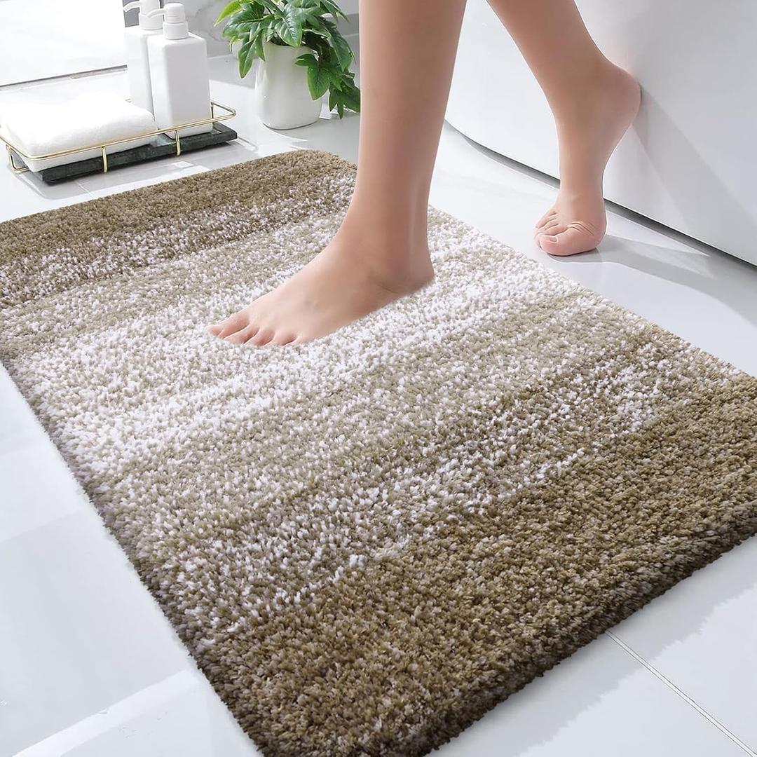 OLANLY Large Bathroom Rugs Mat 40x24, Extra Soft Absorbent Microfiber Bath Rugs, Rubber Backing, Quick Dry, Machine Washable Bath Mat for Bathroom Floor, Tub and Shower, Home Decor Accessories, Coffee