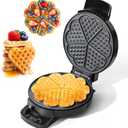 UVFAST Heart Waffle Maker, Heart Shaped Waffle Iron 5 Slices, Mini Waffle Makers with 8'' Non-stick Plates, Adjustable 5 Browning Control, Cool Touch Handle, Easy to Clean, Valentine's Day Gift, 1000W