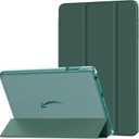 MoKo Case Fits Amazon Kindle Fire HD 8 & 8 Plus Tablet(12/10th Gen, 2024/2022/2020 Release) 8", PU Leather Trifold Stand Cover with Translucent Frosted Backshell with Auto Wake/Sleep, Midnight Green