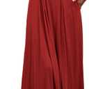 Mieazom Women Long Sleeve Square Neck Maxi Dress A-Line Pleated Flowy Elegant Party Cocktail Winter Fall Dresses with Pockets L