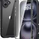Diaclara Designed for iPhone 16 Case, Full Body Rugged Case with Built-in Touch Sensitive Anti-Scratch Screen Protector, with Camera Protection for iPhone 16 6.1" (Black)