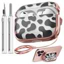 Inesore for AirPods Pro 3 Case 2025 with Lock, for Women Girly Floral Cute Case Compatible with Apple Airpods Pro 3rd Generation Cover, with Phone Stand,Keychain & Cleaner Kit Cow Print