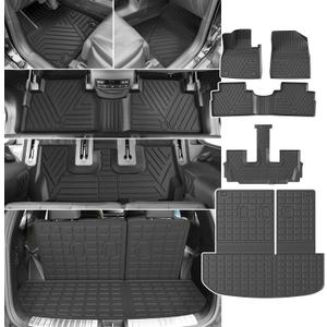 powoq 7&8 Floor Mat Compatible with Hyundai Palisade Cargo Mat Liners Replacement for 20-25 Hyundai Palisade Accessories(Trunk&Backrest+Floor Mat)