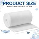 Pangda 20" x 10 Yds Single-Sided Fusible Foam Stabilizer 1 Sided Stabilizer Soft and Reliable Iron-on White Non-Woven Fusible Interfacing for Sewing Tote Bags Purses Quilting