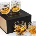 KANARS Old Fashioned Whiskey Glasses 11 Oz - Emperor Rocks Glasses Set of 4 for Bourbon Cocktail Scotch Snifter Malt Cognac - Heavy Crystal Bar Glassware - Unique Men Gift