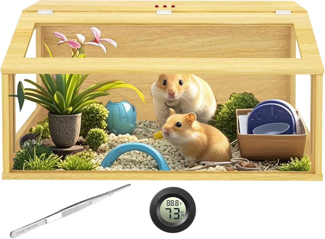 32" Wooden Hamster Cage, Chewproof Gerbil Cages and Habitats, Openable Top Roof Window with Silencing Pad, Guinea Pig Cage for Small Animals, Dwarf and Syrian Hamster, 32 x 16 x 16 Inches 32" Wooden Hamster Cage, Chewproof Gerbil Cages and Habitats, Openable Top Roof Window with Silencing Pad, Guinea Pig Cage for Small Animals, Dwarf and Syrian Hamster, 32 x 16 x 16 Inches