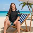 Inno Women's Plus Size 2 Piece Rash Guard Swimsuits Short Sleeve with Boyshorts UPF 50+ Surfing Swimwear (XXL)