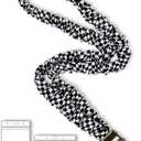 2 x Stretchy Scrunchie Lanyard for ID Badges Keys, Cute Teacher Lanyard for Women with 2 Card Holders 19.6 Inch (Black and White Checkered)