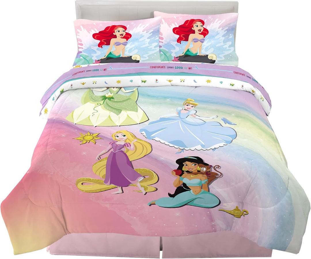 Disney Princess Ariel Kids Bedding Super Soft Comforter And Sheet Set, 5 Piece Full Size, "Official" Disney Product By Franco