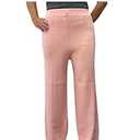 Women's Knit Wide Leg Pants, Cable Pattern, Elastic Waist, Pink ,One Size