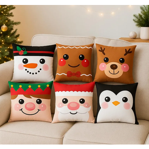 Breling 12 Set Christmas Pillow Covers 16 x 16 Inches, Soft Plush Faux Fur Wool Couch Throw Xmas Cushion Cover for Holiday Sofa Chair Bed Home Decorative