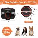 Dog Playpen, Puppy Pet Playpens Indoor for Medium Dogs Tent Crates Cage Indoor/Outdoor, Portable Pop Up Dog Kennel Playpen with Carrying Case for Dogs/Cats/Rabbits, Removable Zipper Top, Black