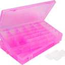 False Nail Container, 36-Gird Plastic Nail Art Organizers Storage Box with Adjustable Dividers, False Jewelry Diamonds Charms Nail 3D Decorations Manicure Accessory Holder Case, 2 Packs