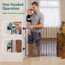 Babelio Baby Gate for Stairs & Doorways, 26-43" W 28" H No Bottom Bar| Easy Installation| One-Handed Operation| Auto-Close| Hardware Mount (Drill Needed) Safety Dog/Pet Gate (Black Wood Pattern)