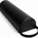 Half-Round Bolster Pillow for Massage and Yoga, High-Density Support Cushion for Neck, Knees, Back & Ankles, Black, 17.8''L x 8''W x 4.7''H