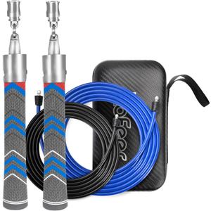 Weighted Jump Rope for Men Women with 110"&102" Abrasion-resistant Cable, =6mm Crossropes jump rope with Rubber Grip,360 Degree Spin,Tangle Free,Suitable for Fitness Cardio,Boxing & Workout