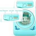 deAO Washing Machine Toy for Kids Dollhouse Furniture Pretend Play Household Appliance Realistic Sounds with Lights Laundry Play Set with Rotatable Roller for Boys Girls