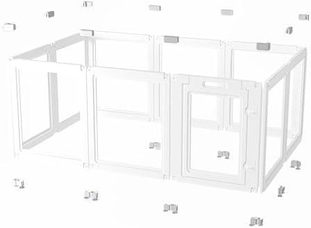 Clear Dog Playpen Connector Buckles for SOLOWINNER Dog Pen, Easy to Install and Remove Dog Playpen Attachment (23.6" H, Whole Set, Top+Bottom)