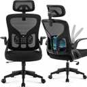 Office Chair Ergonomic Desk Chair with Adjustable Headrest Lumbar Support, High Back Breathable Mesh Chair with 120° Tilt & Flip-Up Armrests, Swivel Comfy Task Computer Chair for Work, Study