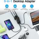 USB C Charger, 75W PD GaN3 Wall Rapid Charger Extension Cord with 3 U.S. AC Outlets and 1 Watch Wireless Charger, 2 USB-A Ports and 3 USB-C Ports, 9-in-1 Adapter for Office, Bedroom and Home