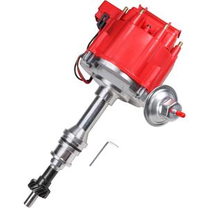 HEI Distributor Module Replacement For Ford 351M 351C 400 429 460 65,000 KV Coil 7500 RPM Ignition Distributor with Cap and Rotor Replace 1046013, PE332U, JM6506BL Red