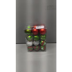 24Pcs 2.4 Inch Christmas Ball Ornaments for Tree, Glittering Red Green White Elf Bulbs Set for Christmas Tree Decorations, Plastic Shatterproof Hanging Ornament Xmas Baubles for Home Party Decor