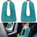 Hoteam 2 Pcs Travel Pillow Car Sleeping Kid Neck U Shaped for The Back Seat Adults Children Head and Body Support Long Distance Journey Accessories (Turquoise)
