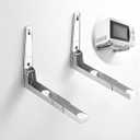 304 Stainless Steel Microwave Shelf Wall Mount,Microwave mounting kit, Foldable, 8 x 8.5 inches, Set of 2 (Silvery)