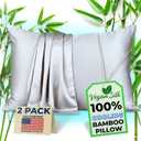 Pillow Cases - 100% Viscose Derived from Bamboo - Cooling Pillowcase - Queen Size, Gray, Set of 2 Zippered - for Hot Sleepers - Soft Pillow Covers - by Vegan Silk